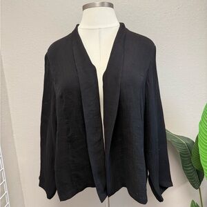 Eileen Fisher Black Open-Front Draped Tunic Jacket